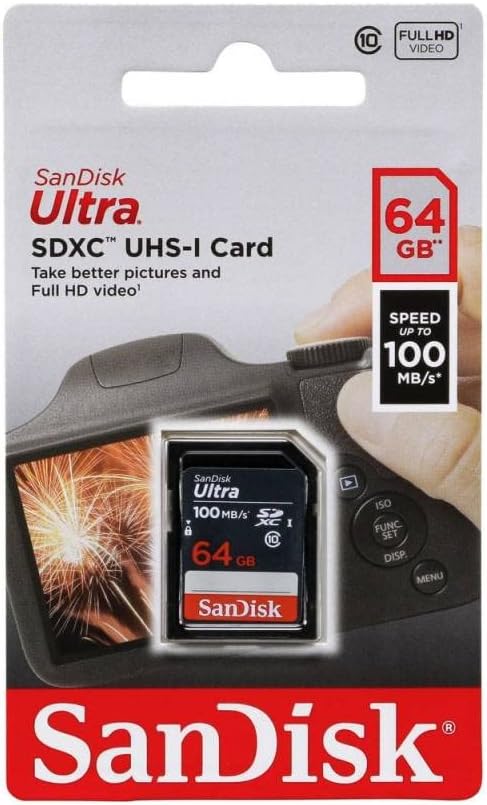 SanDisk 64GB Ultra SDXC UHS-I Memory Card - 100MB/s, C10, U1, Full HD, SD Card