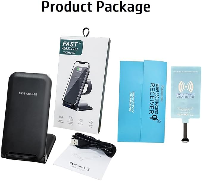 External Type-C Wireless Charging Adapter Receiver for Samsung Galaxy A14 A24 A34 A04 A54 with Stand Folding Charger