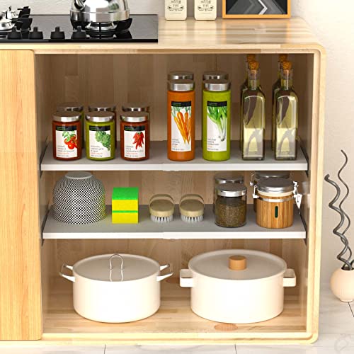Closet Organizer Shelves Expandable Tension Shelving Rack Cabinet Storage Shelf Heavy Duty Metal DIY Divider Separator for Wardrobe Cupboard Pantry Kitchen Bathroom,White,2packs - size: 11.8"D x 16.9"-31.5" W-2PCS