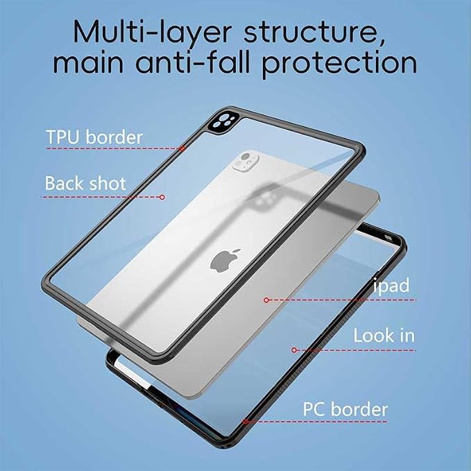 Compatible for iPad Pro 13 inch Case M4 M5 2024/2025【IP68 Waterproof】 Clear with Lanyard 【Built-in Screen Protector】 Rugged Cover Dustproof Underwater Diving Dust Shockproof Drop