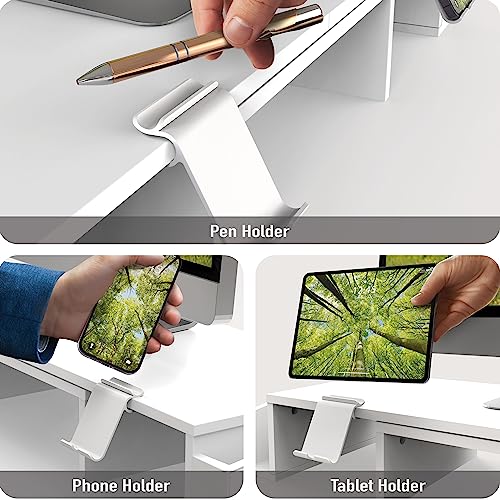 Simple Houseware Desk Dual Monitor Stand Riser with Drawer, White - color: White