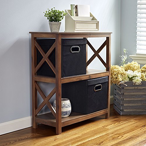 Household Essentials 34-1 Decorative Storage Cube Set with Removable Lids | Black | 2-Pack - size: 2 Count (Pack of 1)
