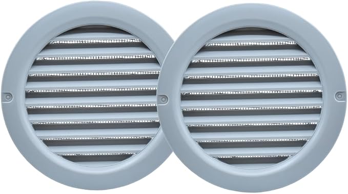 VENTS-US - 4" Round Plastic Light Gray Vent Cover - Compatible with a 4 Inch