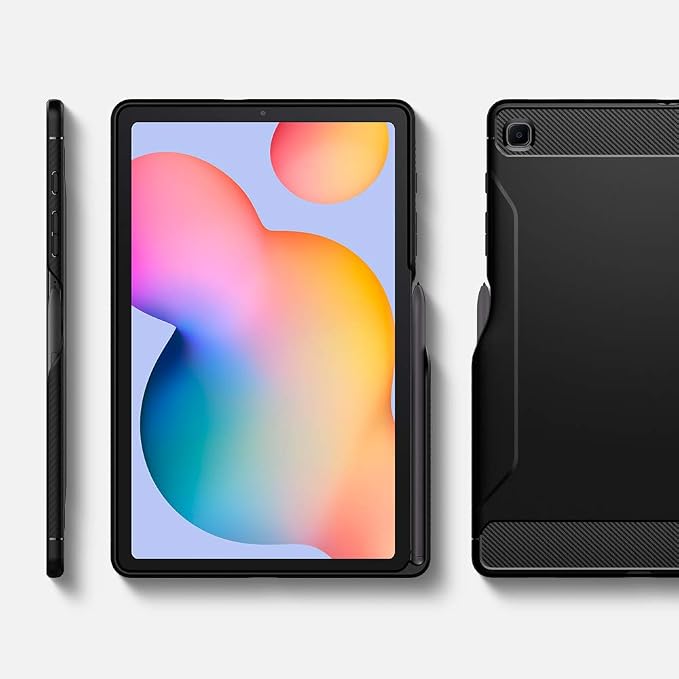 Spigen for Galaxy Tab A11+ Plus Case (2025) Rugged Armor Slim Protective Case with Carbon Fiber Design and Air Cushion Technology Matte Black
