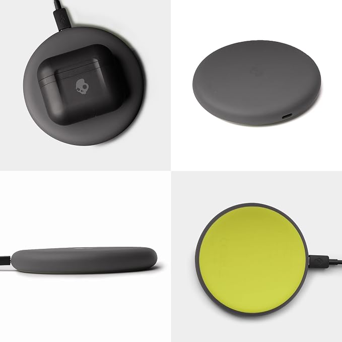 Skullcandy Fuelbase 2 Wireless Charger 15W Wireless Charging Pad Compatible with iPhone Pro/Max Samsung Galaxy AirPods Pro 2 - Grey/Yellow