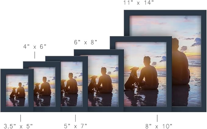 Renditions Gallery 11x14 inch Picture Frame High-end Modern Style, Made of Solid Wood and High Definition Glass Ready for Wall and Tabletop Photo Display, Navy Frame