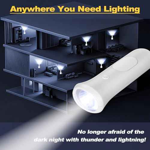 4 in 1 Emergency Lights for Home Power Failure, 6 Pcs Rechargeable LED Flashlight Plug in Wall, Automatic Turn-On Power Outage Night Light Flashlight for Hurricane Preparedness Items