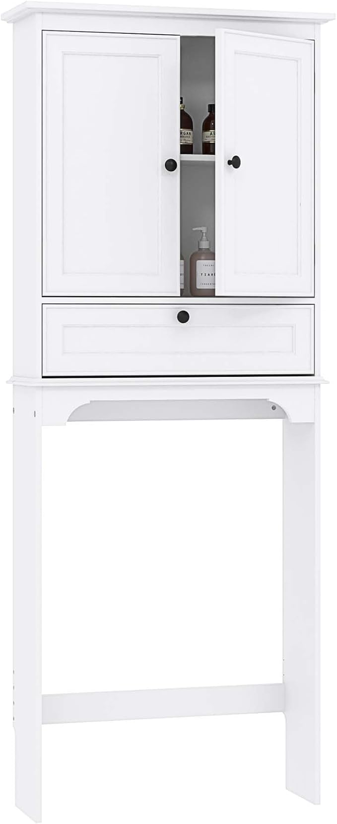 Spirich Over The Toilet Storage Cabinet, Bathroom Above Toilet Storage Cabinet with Doors and Adjustable Shelves, White