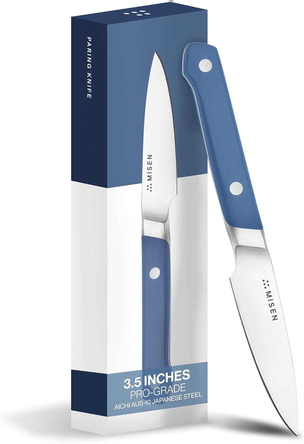 Misen 3.5" Paring Knife – Precision High-Carbon Stainless Steel Blade – Ergonomic Handle for Peeling, Trimming, and Slicing – Lightweight, Versatile Kitchen Tool for All Culinary Tasks - White