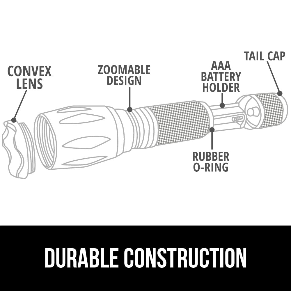 GORILLA GRIP Powerful LED Tactical Flashlight, 750 FT High Lumens 5 Adjustable Modes, Water Resistant, Ultra Bright Zoom Flashlights, Small Mini Flash Light, Camping, Night Dog Walking, 2 Pack Green
