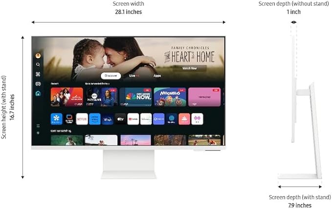 Samsung 32-Inch M8 (M80D) 4K UHD Smart Monitor with Streaming TV, Speakers, HDR10+, AI Upscaling, Ergonomic Stand, Slimfit Camera, Gaming Hub, USB-C & DKZ USB Port Expander, (LS32DM801UNXZA)