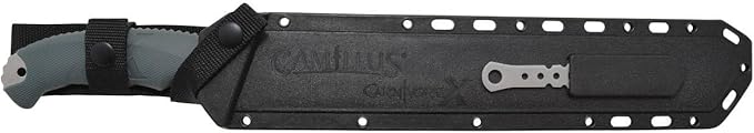 Camillus Carnivore X 18" Machete – Titanium Bonded 12” Blade & Saw Back, Full Tang, Gray Handle, Trimming Knife & Nylon Sheath for Camping & Brush Clearing