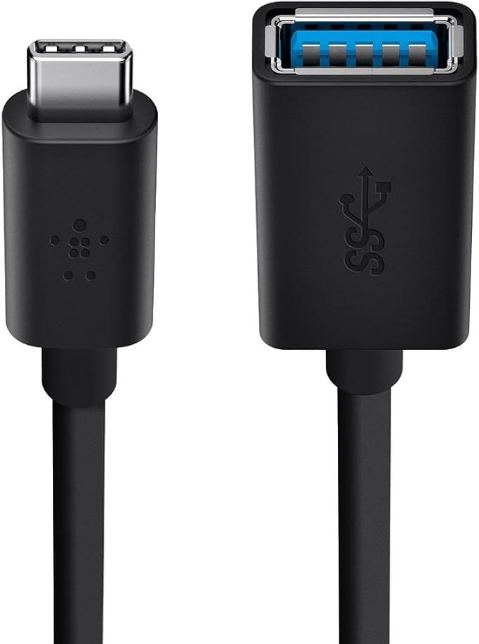Belkin F2CU036btBLK USB-IF Certified 3.0 USB Type C (USB-C) to USB A Adapter, Compatible with USB-C Devices Including New MacBook and ChromeBook Pixel