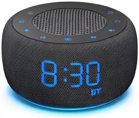 BUFFBEE Alarm Clock with Bluetooth Speaker & FM Radio for Bedside – Gradual Wake-Up Sounds, Fully Dimmable Display & Ambient Night Light, Plug-in Digital Clock for Bedroom