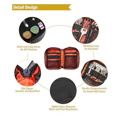VIPERADE VE26 EDC Pouch Organizer with 11 Compartments, Small Tool Pouch with DIY Patches Area, EDC Pocket Organizer for Mutitools