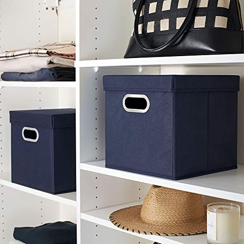 Household Essentials 33-1 Decorative Storage Cube Set with Removable Lids | Navy | 16-Pack - size: 2 Count (Pack of 8)