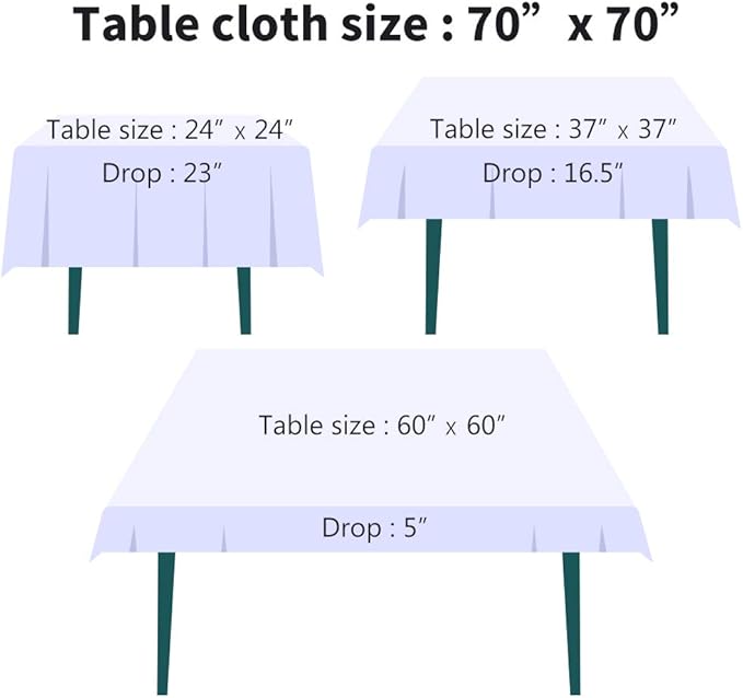 Surmente Black Square Tablecloth-70x70 Inch Table Cloth for Small Square Tables,Washable Polyester Table Cover for Weddings, Banquets, or Restaurants