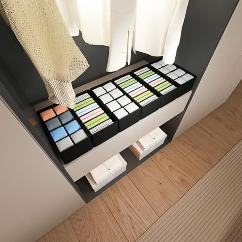 4 PACK Sock Underwear Drawer Organizer Dividers, Collapsible Cabinet Closet Storage Boxes for Clothes, Socks, Lingerie, Underwear, Tie, Belt,Bedroomedroom