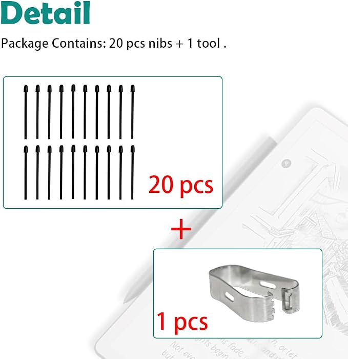 20 PCS Replacement Tips Compatible with Kindle Scribe Premium Pen | These pen tips increase friction20 PCS Black Pencil NibsProvide a tool for replacing pen tips