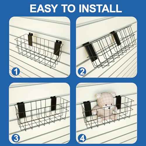 NeatiEase 29 PCS Slatwall Accessories Kit for Garage Rooms Shops Storage, Slat Wall Accessory Includes 3 Pack Slatwall Baskets Set and 26 PCS Multisized Heavy Duty Slatwall Hooks