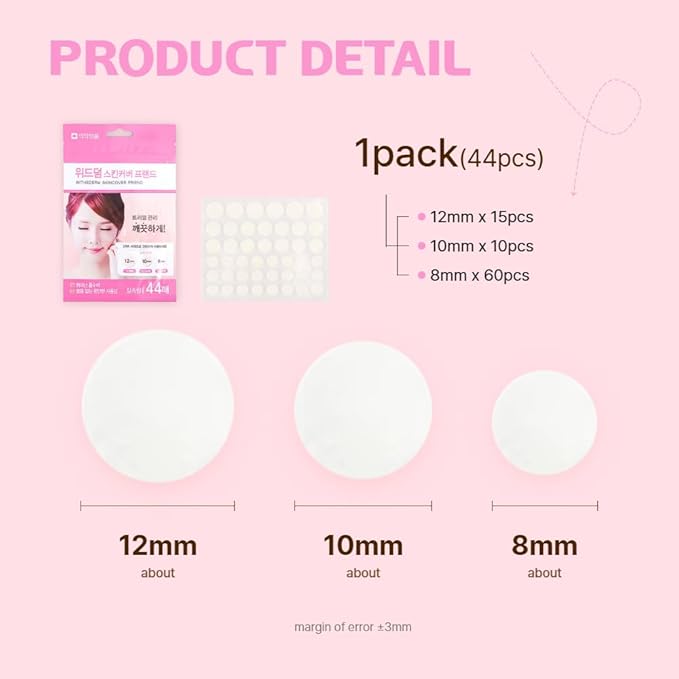 Fermented Korean Acne Patch for Face β Hydrocolloid Spot Patch for Pimples, Blemish Treatment, Vegan Invisible Pimple Patch, Zit Cover for Day & Night, Skincare for Oily and Sensitive Skin - 44 Pcs