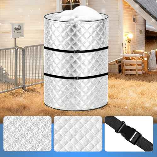 Round Well Pressure Tank Cover, Water Well Tank Covers Insulated, Insulated Well Pump Cover, 3 Layers Water Tank Insulation Blanket for Winter Freeze Proof, 28"Dia x 64"H