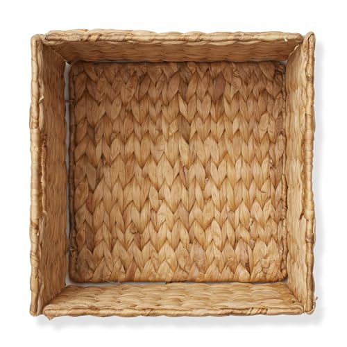 Casafield 10.5" x 10.5" Water Hyacinth Storage Baskets, Natural - Set of 6 Collapsible Cube Organizers, Woven Bins for Bathroom, Bedroom, Laundry, Pantry, Shelves - size: 6-Pack
