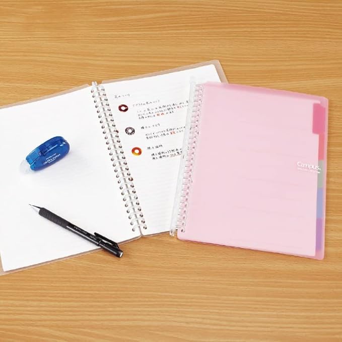 Kokuyo Campus Smart Ring Binder, A5 Yellow Green Refillable Binder Notebook 20 Holes with 10 Extra Loose-Leaf Paper, Up to 25 Filler Papers for Work & Study, Japan Import (RU-SP130YG)