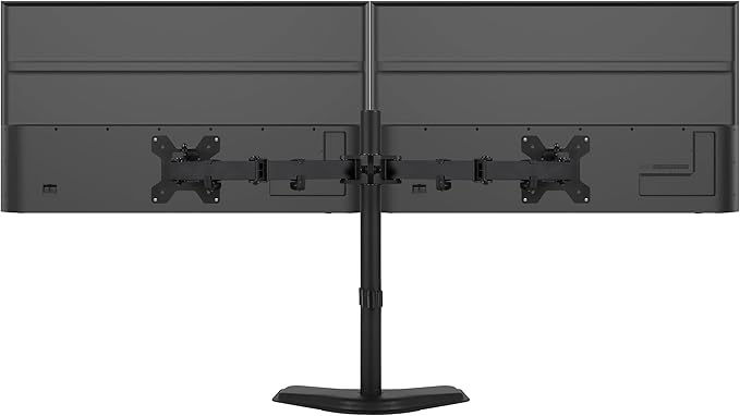 Mount-It! Dual Monitor Stand, Premium Adjustable Desk Mount for Two 13–32 Inch Screens up to 17 lbs Each, Full Motion Swivel Tilt Rotate Height Adjustable Arms, VESA 75x75 100x100, Steel Base
