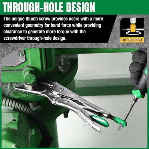 SK 9.5" Long Nose Locking Pliers, Premium CR-V Construction, Ergonomic Anti-slip Handle, Ideal for Welding or Assembly