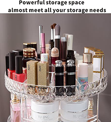 Cq acrylic Rotating Makeup Organizer,Adjustable Spinning Skincare Organizer for Vanity,Countertop,Clear Rotating Perfume Organizer,Bathroom Lazy Susan Organizers,Spin Beauty Product Storage Rack,1Pack