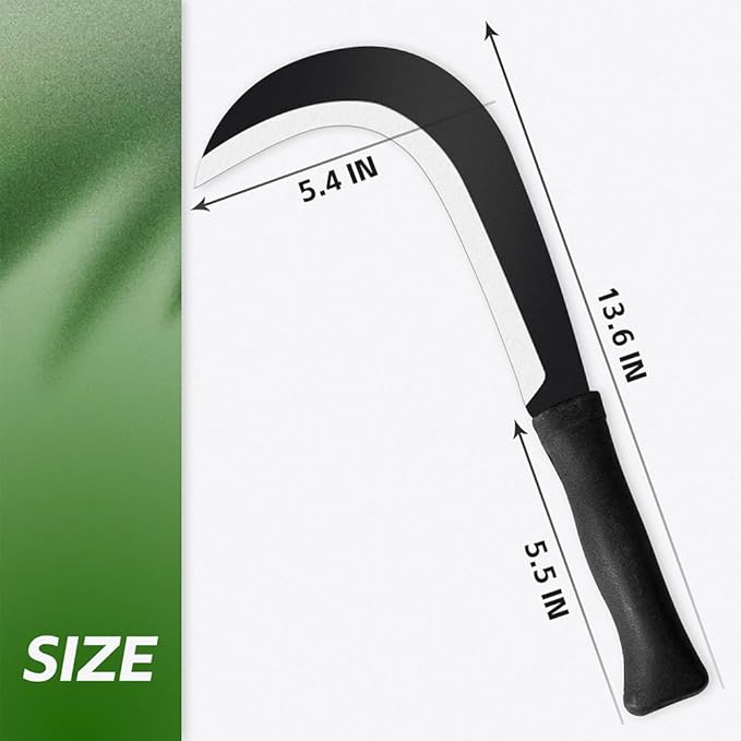 Sickle Machete for Yard Work Machetes for Cutting Trees Billhook Brush Clearing Sickle Garden Tool Brush Axe Harvest Knife Heavy Duty Machete Sickle for Gardening Sickle Machete Camping Farming