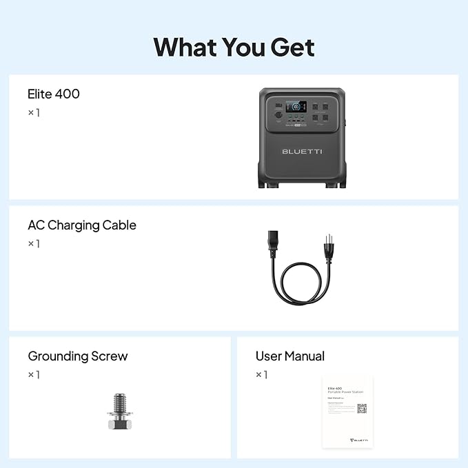 BLUETTI Elite 400 Portable Power Station with Charger 1 (Ship Separately), 560W DC-DC Alternator Charger, 7.5H Full Charge via Car, 3840Wh 2600W LFP Batttery Backup for Home Backup, Outage, RV Life