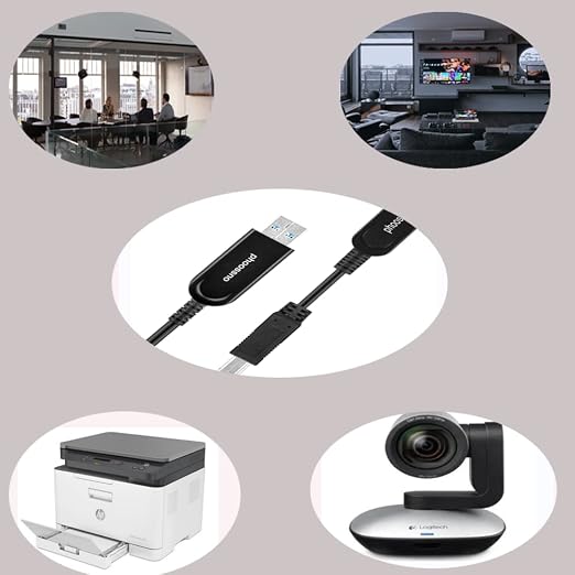 phoossno USB 3.0 A to B Extension Cable Active Optical USB 10Gbps 50ft 15m Backward USB2.1 and USB 1.1 Compatible with Camera Printer Scanner Game Controller Meeting Room/Conference Room
