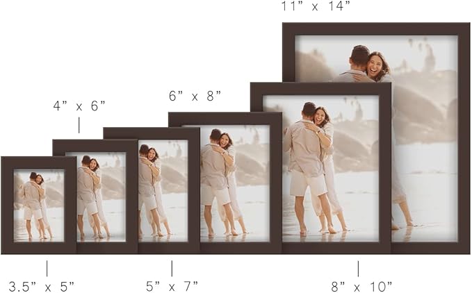 Renditions Gallery 5x7 inch Picture Frame High-end Modern Style, Made of Solid Wood and High Definition Glass Ready for Wall and Tabletop Photo Display, Brown Frame