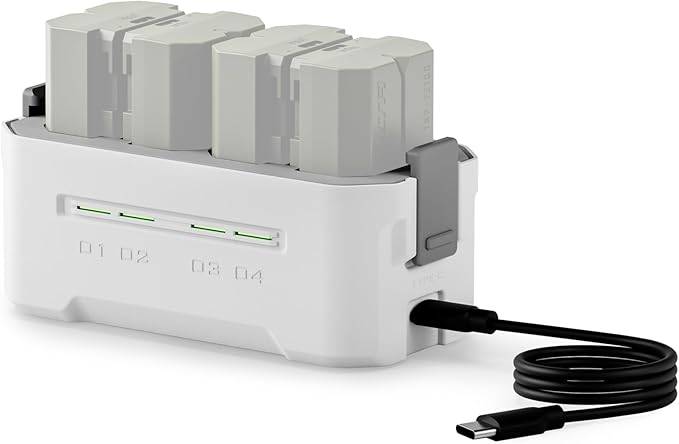 Tilta NP-FZ100 Charging Station Battery Kit, 4-Slot 45W PD USB-C Fast Charger | Compatible with Sony NP-FZ100 Batteries | High Capacity Portable Charging Hub, 4 Batteries - Off White