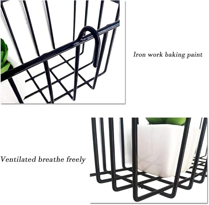 Gddochn 3 Pack Grid Panel Hanging Wire Basket, Storage and Display Basket for Wall, Kitchen, Home Decor Supplies, Potted Plants, Black