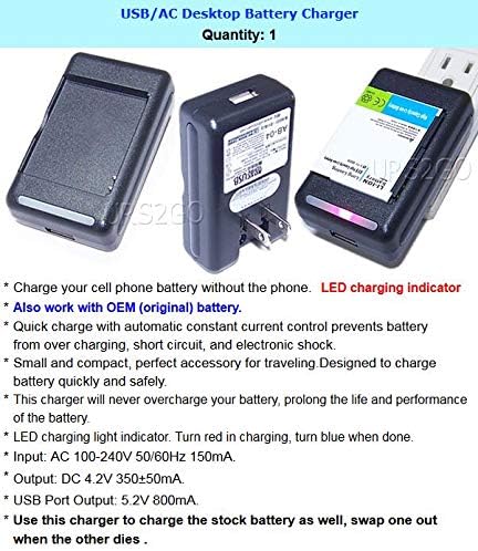Multi-Purpose Compact Dock Wall Battery Charger Adapter Compatible with ZTE Merit Z990G Cellphone