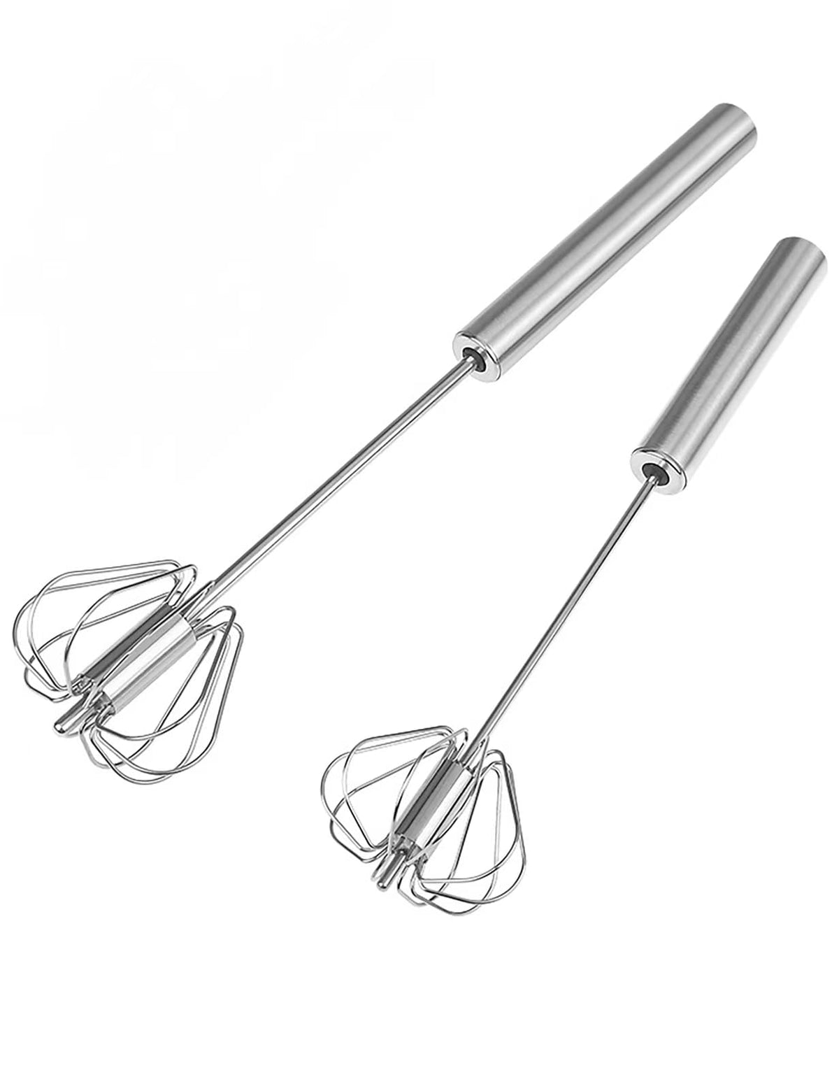 3 PCS Stainless Steel Semi-Automatic Whisk, Hand Push Rotary Whisk Blender, Versatile Milk Frother for Blending, Whisking, Stirring (11+12+13 Inch)