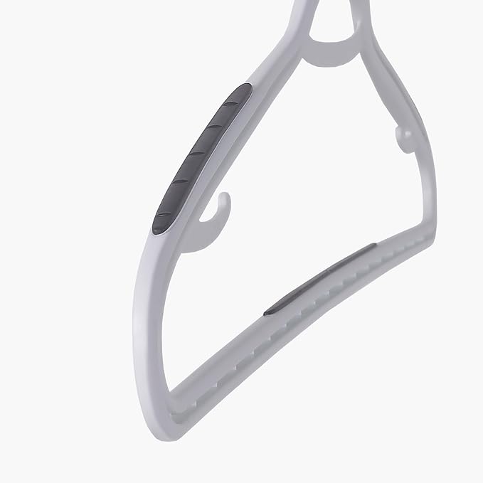 Neatfreak Slim Non Slip Hangers - Space Saving Set of 10 With Lingerie Hooks and Pants/Accessories Bar - Patented W Frame White Plastic Hangers