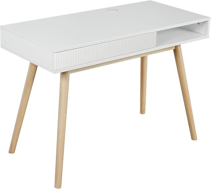 Artswish 42" Wood Modern Office Desk with Drawer, Simple Writing Desk for Home, White