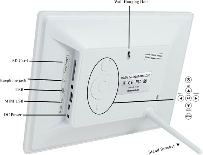 LaMi Products 8 Inch Dementia Clock for Seniors - Extra Large Display Digital Day & Date Clock with 5 Alarms + 3 Medication Reminders, Auto-Dimmable - White Wall Clock for Elderly Bedroom