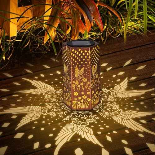 2 Pack Hummingbird Solar Lanterns Outdoor Waterproof - Birthday Gifts for Women, Men, Mom, Solar Lights Outdoor Hanging Garden Decor for Outside, Patio, Outdoor, Yard, Lawn, Balcony