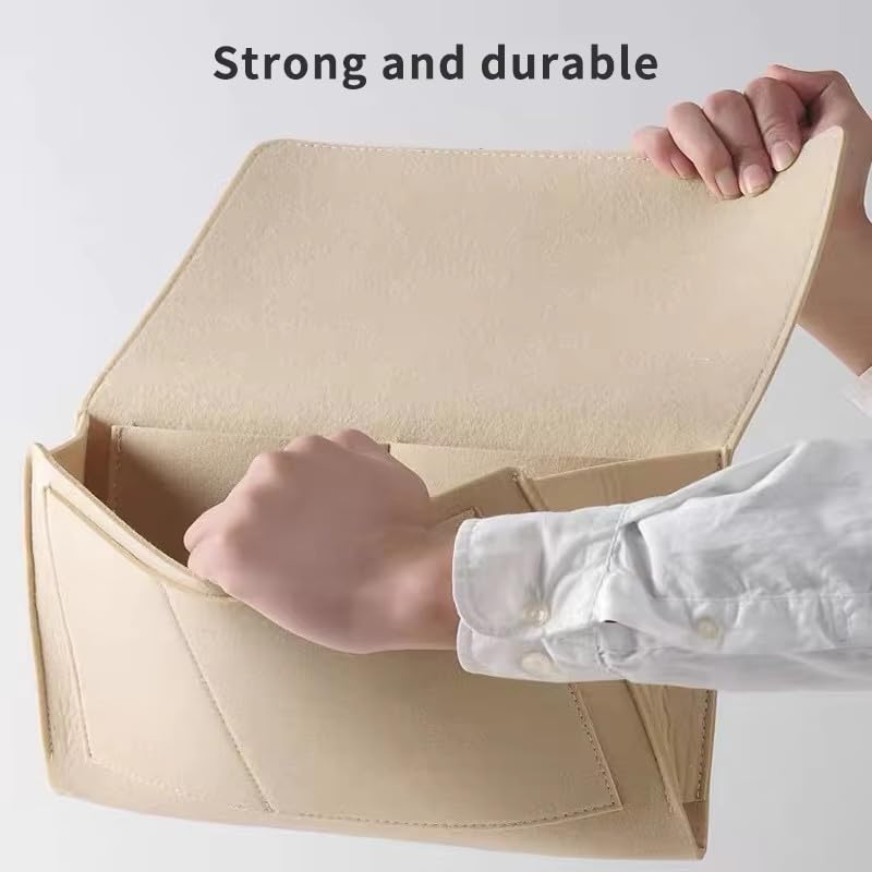 Sofa TV Remote Control Hanging Caddy Bedside Storage Bag with Pockets Organizer (Cream) - color: Cream