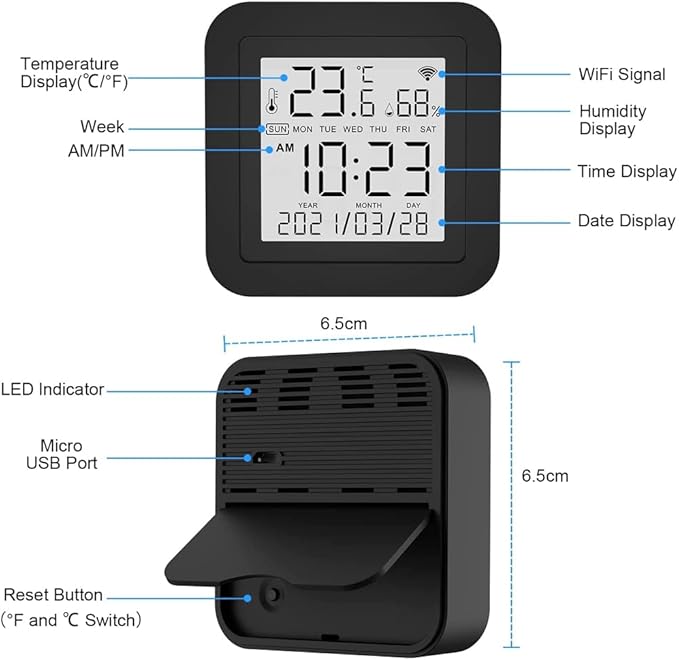 eMylo USB Smart WiFi IR Remote Control with Temperature & Humidity Sensor – Tuya App Control, Compatible with Alexa, Universal Controller for TV/AC/Audio/DVD