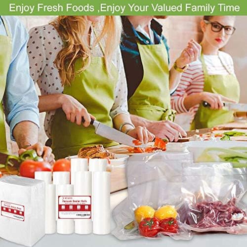 WVacFre 6 Rolls Vacuum Sealer Rolls 8"x20'(3)+11"x20'(3) for Food Storage