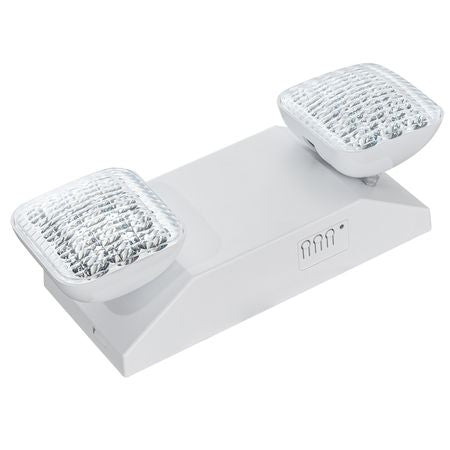 6 Pack Commercial Emergency Light, 3W, White LED Emergency Exit Lighting Fixtures with 180 Minutes Backup Battery Adjustable 2 LED Square Head, Ceiling or Wall Mount for Business Power Outages