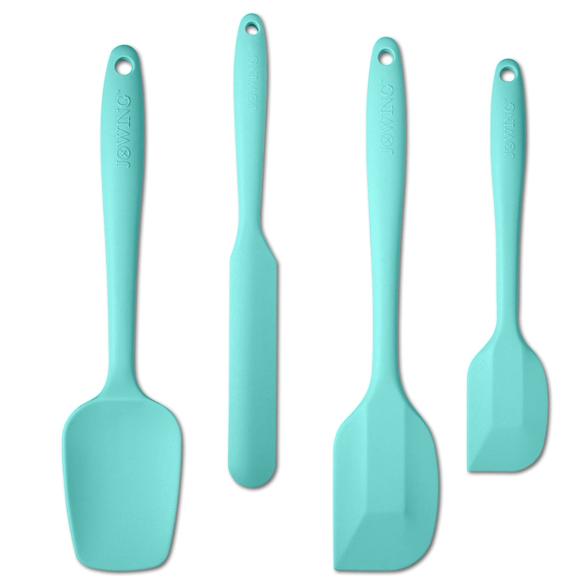 JXWING 4-Piece Silicone Spatula Set with Stainless Steel Core, Green