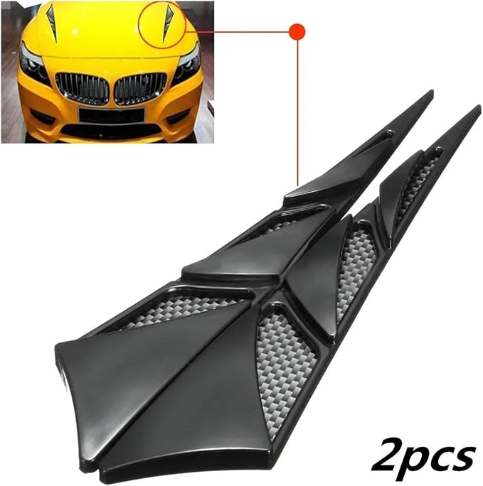 2Pcs Universal Black Cars Auto Vehicle Tuning Air Flow Intake Scoop Bonnet Vent