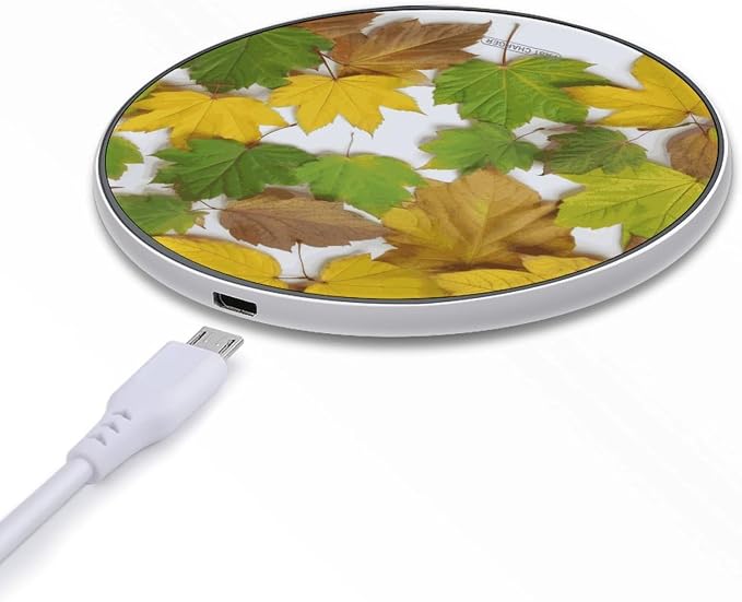 Leaves Wireless Charger Portable 10W Fast Wireless Charging Pad Compatible with Phone Ultra-Thin Charging Station Lightweight Charger Mat for Travel Home Office Desk